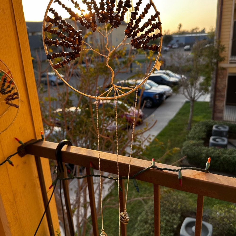 Brown and Gold Fiber Art Dreamcatcher